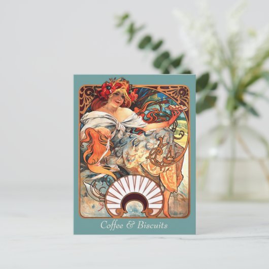 Carte Postale Café et biscuits CC0411 Alphonse Mucha (Debout devant)