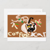 Carte Postale Café et chat noir (Devant / Derrière)