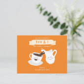 Carte Postale Café et lait orange et blanc de charme (Debout devant)