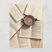 Carte Postale Café et livres Esthétique Académie Légère (Devant)