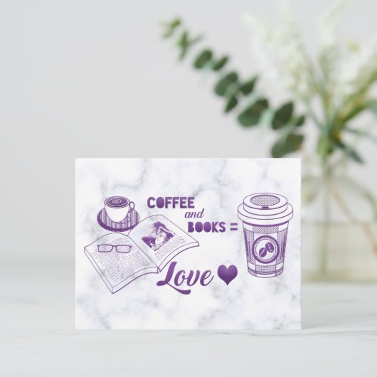 Carte Postale Café et livres Lecture agréable (Debout devant)