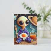 Carte Postale Café et oeufs Aliens (Debout devant)