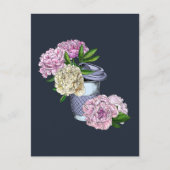 Carte Postale Café et pivoines (Devant)