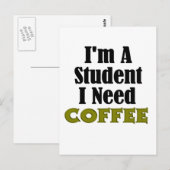 Carte Postale Café étudiant amusant (Devant / Derrière)