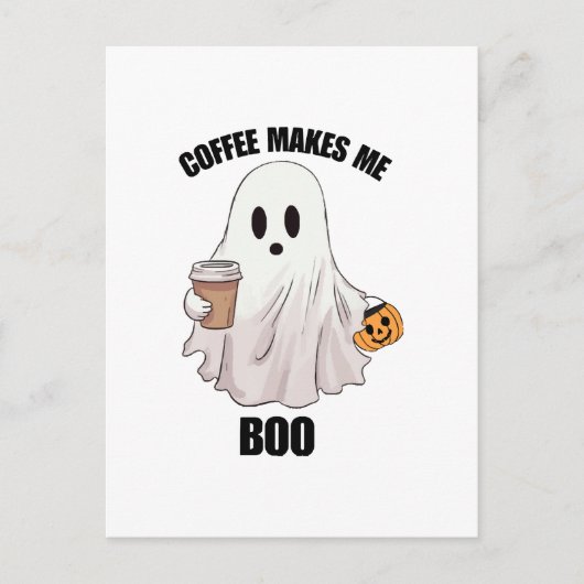 Carte Postale Café Fantôme Halloween Drôle (Devant)