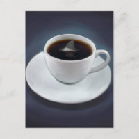 Carte postale café fin requin