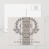 Carte Postale café français vintage moderne (Devant / Derrière)