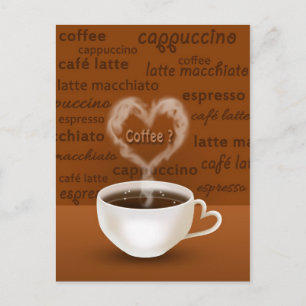 Carte Postale Café ? Fumée en forme de coeur