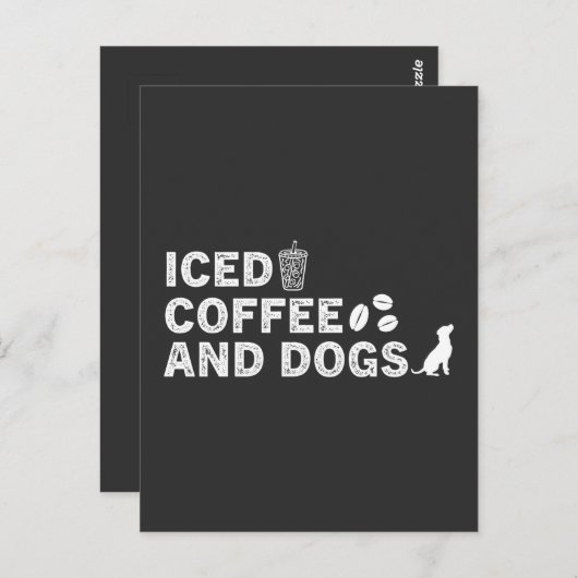 Carte Postale Café glacé et chiens (Devant / Derrière)