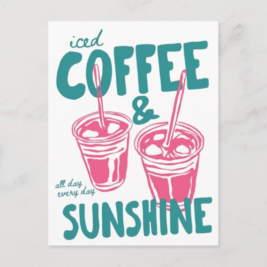 Carte Postale Café glacé et soleil (Devant)