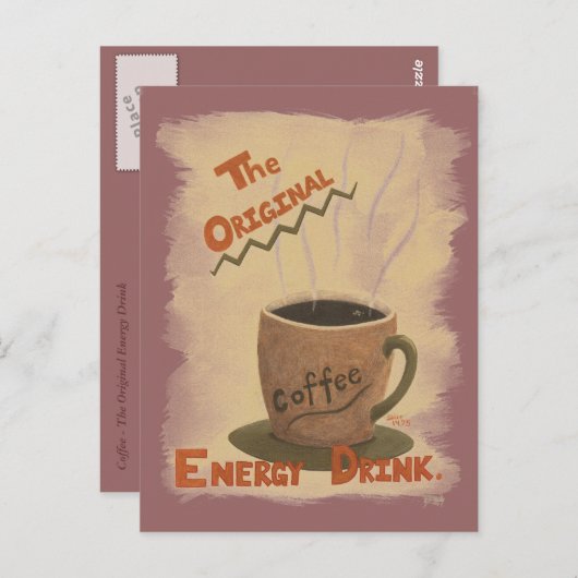 Carte Postale Café - la boisson originale d'énergie (Devant / Derrière)