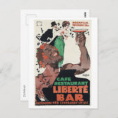 Carte Postale Cafe Liberte Bar, Hongrie, 1918 Vintage (Devant / Derrière)
