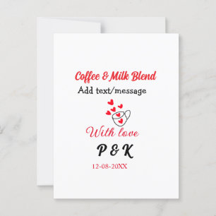 Carte Postale Café & mélange de lait couple d'amour café cœur ro