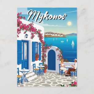 Carte Postale Cafe Mykonos Grèce Cyclades Voyage