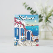 Carte Postale Cafe Mykonos Greece Cyclades Travel (Debout devant)