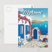 Carte Postale Cafe Mykonos Greece Cyclades Travel (Devant / Derrière)