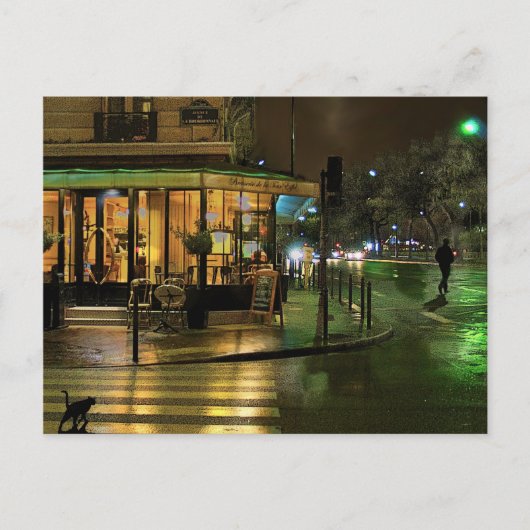 Carte Postale Café Paris la nuit (Devant)
