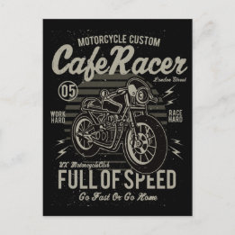 Carte Postale Cafe Racer Travailler dur Course Aller vite ou ren