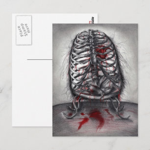 Carte Postale Cage vide Anatomie Oiseau Coeur Surréaliste Horreu