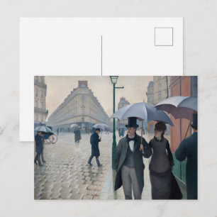 Carte Postale Caillebotte Paris, rue de jour de pluie Art vintag