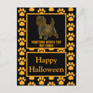 Carte Postale Cairn Terrier Anglais Chien Silhouette Halloween