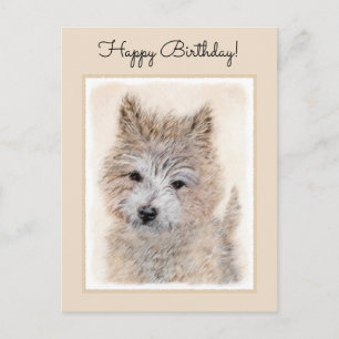 Carte Postale Cairn Terrier Peinture Chiot - Art Chien original