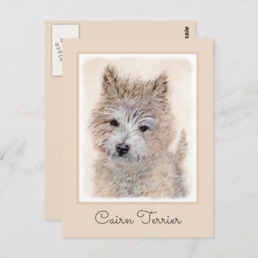 Carte Postale Cairn Terrier Peinture Chiot - Art Chien original (Devant / Derrière)