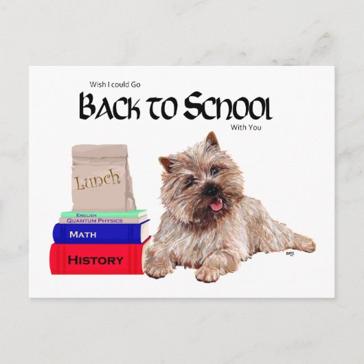 Carte Postale Cairn Terrier Retour à l'école (Devant)