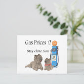 Carte Postale Cairn Terriers Prix de l'essence ?!! (Debout devant)