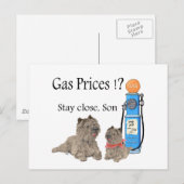 Carte Postale Cairn Terriers Prix de l'essence ?!! (Devant / Derrière)