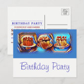 Carte Postale Cake Art Blue Anniversaire Fête Invitation (Devant / Derrière)