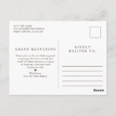 Carte Postale Cake Logo Boulangerie d'affaires Grand réouverture (Dos)