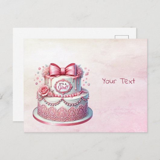 Carte postale Cake Rose Bow (Devant / Derrière)