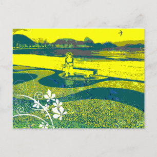 Carte Postale Calçadão de Copa e Pão-de-Açúcar aos fundos