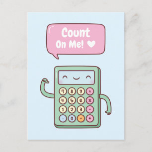 Carte Postale Calculatrice mignonne Compte sur moi Pun positif D