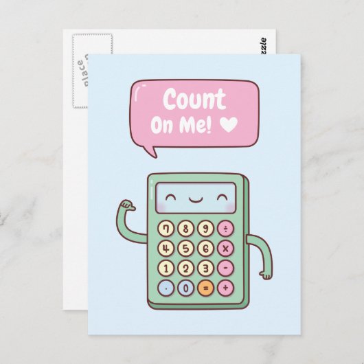 Carte Postale Calculette Compter Sur Moi Calculateur Jeu Positif (Devant / Derrière)
