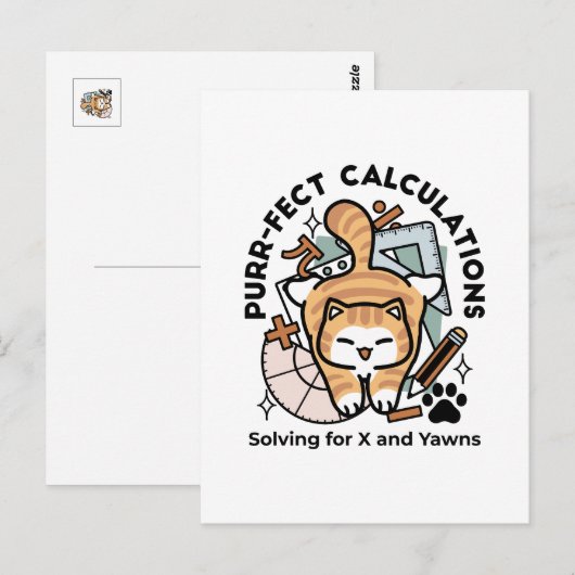 Carte Postale Calculs Parfaits – Création de chat de maths drôle (Devant / Derrière)