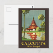 Carte Postale Calcutta, capitale du Bengale Occidental, Inde (Devant / Derrière)