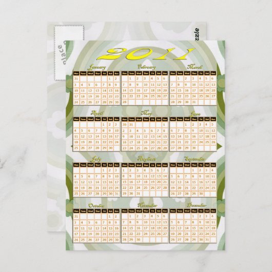 Carte Postale Calendrier 2011 en un coup d'oeil (Devant / Derrière)