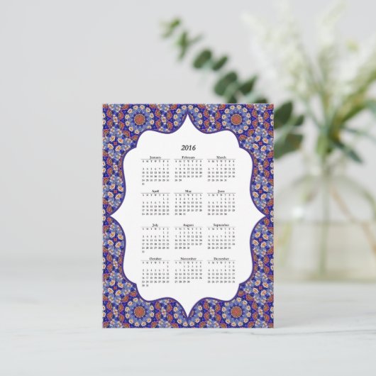Carte postale Calendrier 2016 de Blue Turkish Tile (Debout devant)