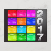 Carte Postale Calendrier 2017 en couleurs vives arc-en-ciel (Devant)