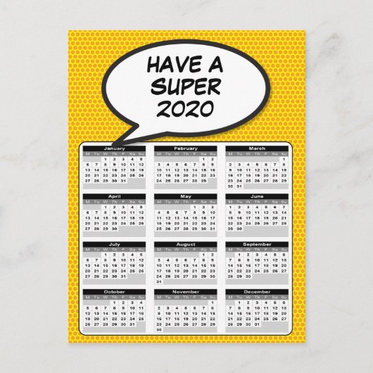 Carte Postale Calendrier 2020 de la bulle de dialogue Pop Art de (Devant)