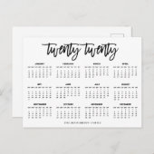 Carte Postale Calendrier 2020 | Typographie moderne (Devant / Derrière)