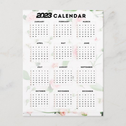 Carte Postale calendrier 2023 floral (Devant)