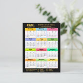 Carte Postale Calendrier 2023 Modern Black Gold Script Business (Debout devant)