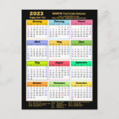 Carte Postale Calendrier 2023 Modern Black Gold Script Business (Devant)