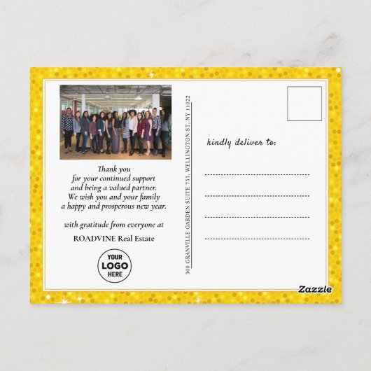 Carte Postale Calendrier 2023 Parties scintillant Or moderne Pho (Dos)