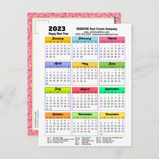 Carte Postale Calendrier 2023 Parties scintillant rose moderne S (Devant / Derrière)