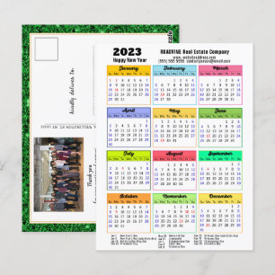 Carte Postale Calendrier 2023 Parties scintillant verte noire Ph