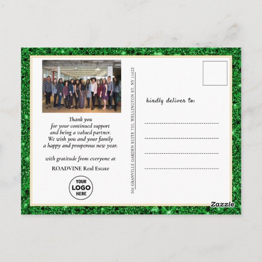 Carte Postale Calendrier 2023 Parties scintillant verte noire Ph (Dos)